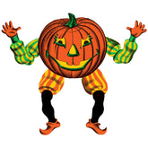 Vintage Halloween Jointed Jack-O-Lantern Goblin Decoration - 30” Double-Sided Printed, Spooky Holiday Home Decor