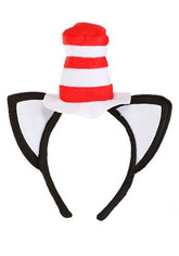 Dr. Seuss Cat in the Hat headband available in Manahawkin, NJ featuring faux fur band, foam ears, and attached felt striped hat.
