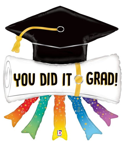 44" You Did It Grad Diploma Super Shape Mylar Balloon