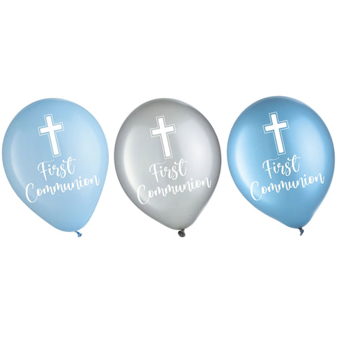 Blue Printed Communion 12" Latex Balloons