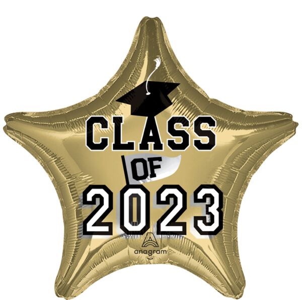 Class of 2023 -Gold  19inch Helium Inflated Mylar