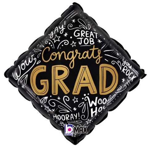18" Congrats Grad Words Helium Inflated Mylar balloon