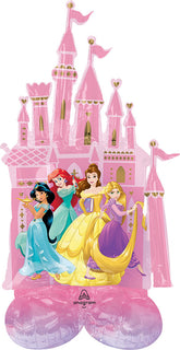 Disney Princess Airloonz mylar balloon castle displaying the princess's outside the castle in Manahawkin NJ, at Party Fair.