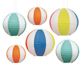 Summer Fun Assorted Beach Ball Paper Lanterns 6ct