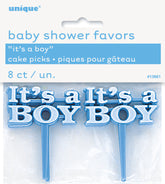 It's a Boy Blue Cake Picks 8ct