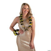 Metallic Gold, Silver & Black Foil Leis – 41" Plastic Party Necklaces (3-Pack)