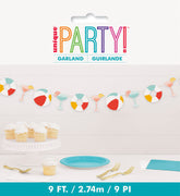 Poolside Summer Paper Cutout Garland 9 ft Long