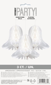 White Bells Honeycomb Decoration 9" 3ct