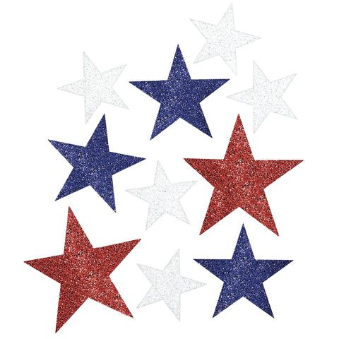Red, White and Blue Glittery Star Cutouts