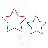 Patriotic Plastic Star Hanging Decorations 3 per package
