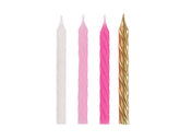 Pink White & Gold Spiral Birthday Candles 24ct Package