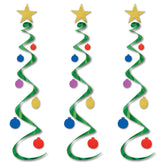 Christmas Tree Whirls – 3 Per Pack, 30" Hanging Holiday Decorations
