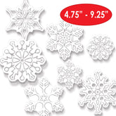 Clear Plastic Die-Cut Snowflakes – 7 Per Pack, 4¾"–9¼" Holiday Decorations