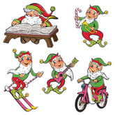 Vintage Christmas Santa & Elves Cutouts – 5 Per Pack, Double-Sided, 14"-21" Holiday Decorations