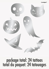 Silver Foil Halloween Tattoos 24ct