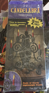 Halloween Candelabra with Spiderweb Decoration - 25” Corrugated Paper, Spooky Haunted House Décor