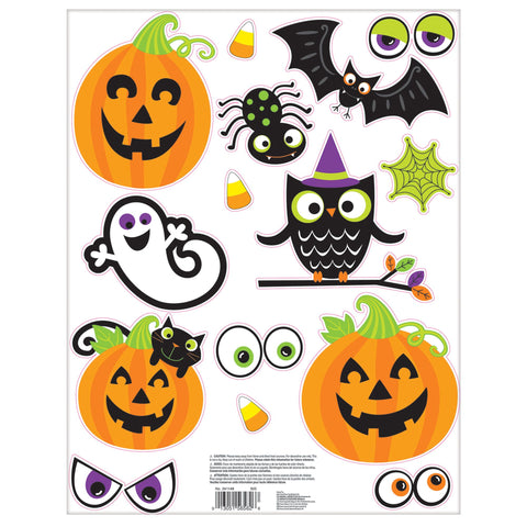 Family Friendly window Decorations  Assorted sized  Halloween Characters  on 17" x 12" sheet