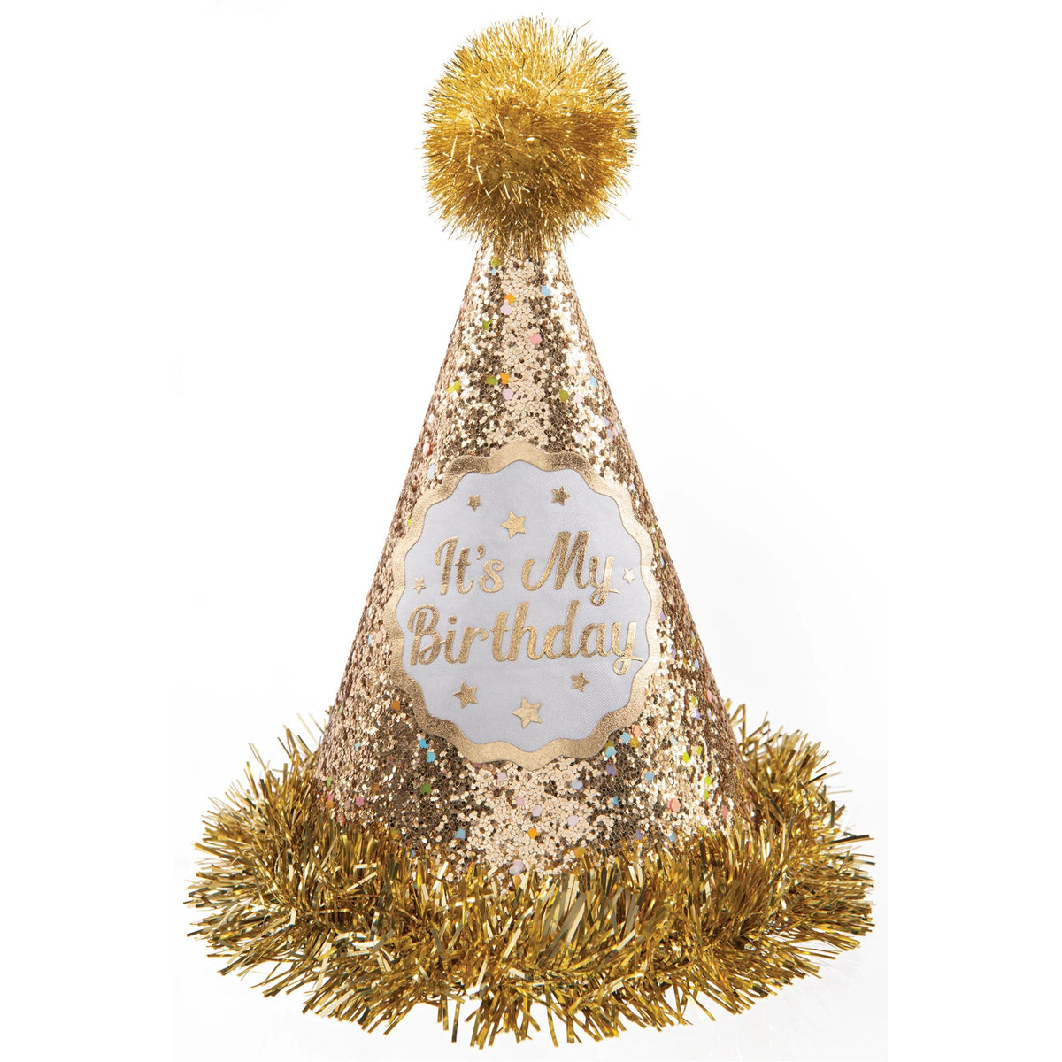 Gold Glitter Birthday 9"  Cone Hat