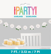 Garden Party Flower Shaped Paper Garland 7 ft