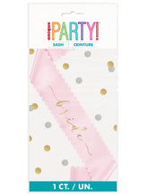 Pink and Gold Scalloped Edge "Bride" Bachelorette Party Sash