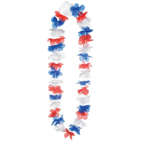 Patriotic Leis Red, White, and Blue Multi Pack of 6