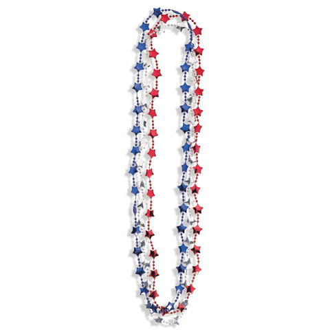 Red, White, Blue Stars Bead Necklaces