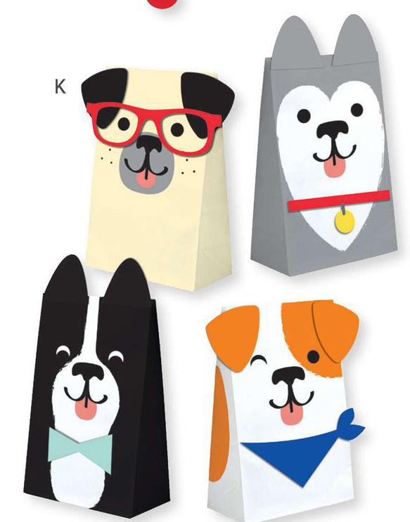 Dog Party Paper Treat Bags w attachments