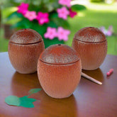 Coconut BPA-Free Plastic Cups with Lids 5" cup; holds 16 oz of liquid, straw not included