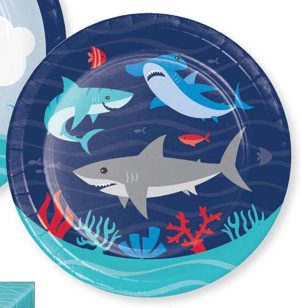 Shark Party Paper Round 7" Plate
