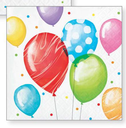 Balloon Bash Birthday Beverage Size Napkin
