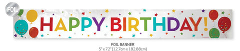 Happy Birthday Bright Colored Foil Banner
