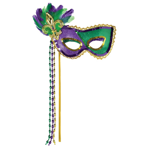 Mardi Gras Deluxe Mask on a Stick