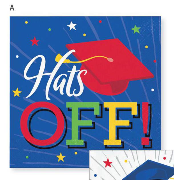 Graduation Hats off Grad Luncheon Size Paper Napkin