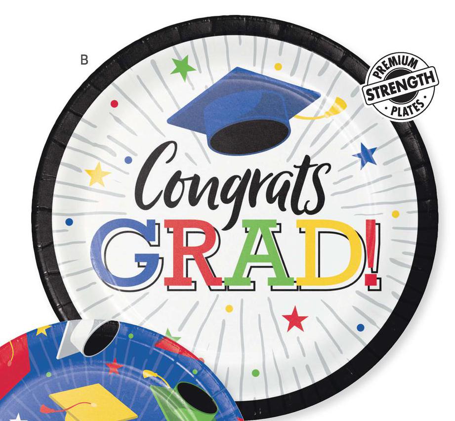 Graduation Hats off Grad 9" Paper Plate