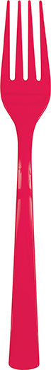 Ruby Red Solid Plastic Forks 18ct