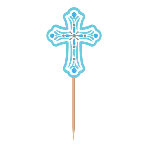 Blue Religious 2 1/2" Party Picks package of 36