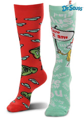 Mismatched Green Eggs & Ham Knee High Adult Costume Socks