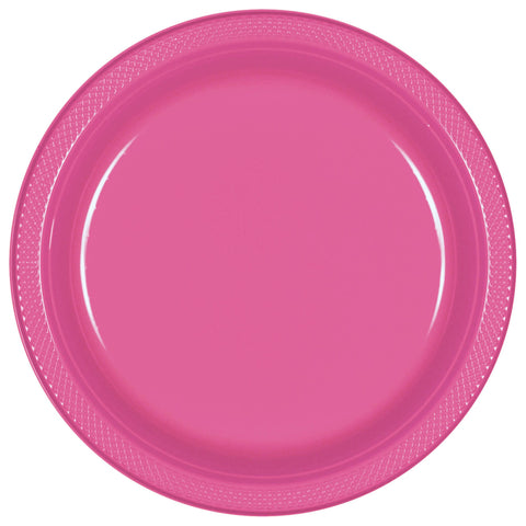 Pink  7" Round Plastic Plates 20 count