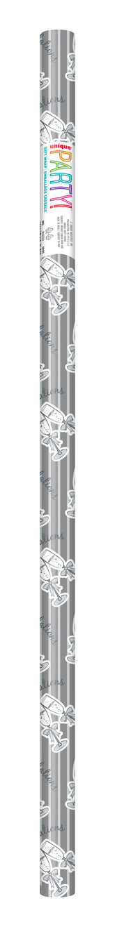 Metallic “Congratulations Bubbly” Gift Wrap – 30 in x 5 ft Celebration Wrapping Paper