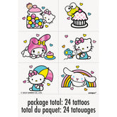 Assorted Hello Kitty foil tattoos showing shiny designs and character variety Party Fair Manahawkin NJ