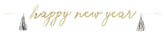 Disco New Year “Happy New Year” Letter Banner with Foil Tassels – Party Decor, NYE Backdrop, Glitter Cutout Sign
