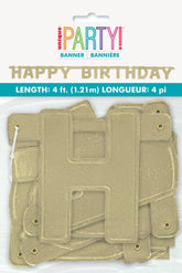 Happy Birthday Gold Deluxe Banner – 4ft Jointed Letter Party Decoration for Birthdays