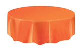 Orange Round Plastic Table Cover 84" Diameter 1 Per Package