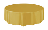 Gold Round Plastic Table Cover 84" – Disposable Tablecloth for Parties, Weddings, Birthdays, Events & Banquets – 1 Pack