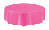 Hot Pink Round Plastic Table Cover – 84" | Disposable Solid Color Tablecloth for Parties, Birthdays, Events