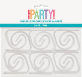 Clear Plastic Table Cover Clips 24ct