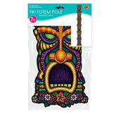 Jointed Tiki Totem Pole Decoration – 7-Foot Double-Sided Paper Tiki Cutout for Luau & Hawaiian Parties