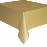 Gold Plastic Table Cover 54" x 108" – Rectangular Disposable Tablecloth for Parties, Weddings, Events, Banquets, and Birthdays