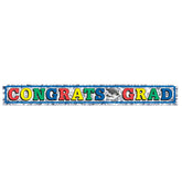 Metallic “Congrats Grad” fringe banner graduation party decoration 7.5 inches by 5 feet available in Manahawkin, NJ