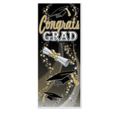 Congrats Grad door cover 6 foot black gold and silver graduation decoration available in Manahawkin, NJ